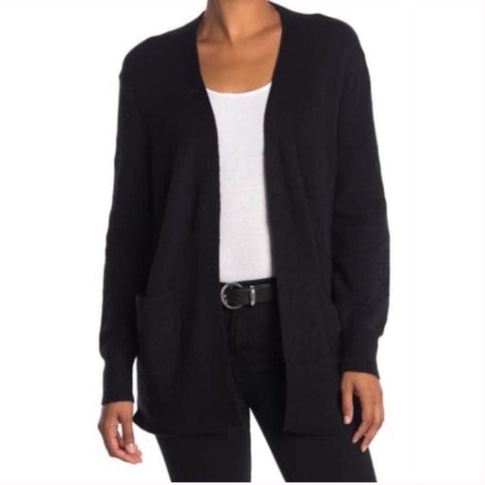 Madewell Black Open Front Patch Pocket Cardigan XL